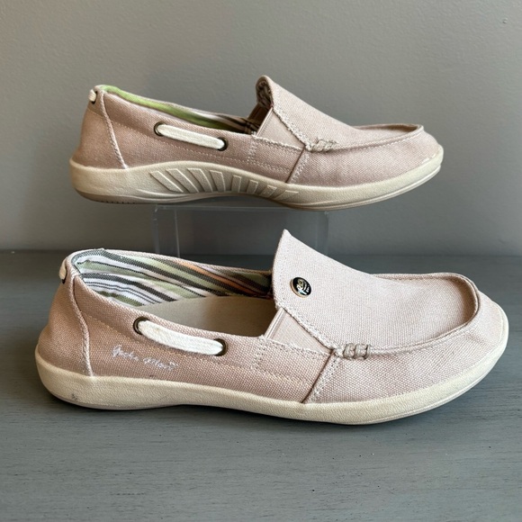 Geckos Man Women Canvas Slip-On Loafers Size 8.5 Arch Support Beige Casual Comfy - Picture 8 of 13